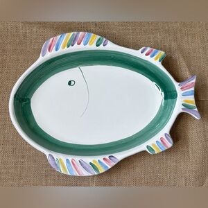 Caleca Fish Serving Bowl Fish 15 Inch Italian Art Pottery Whimsical Coastal